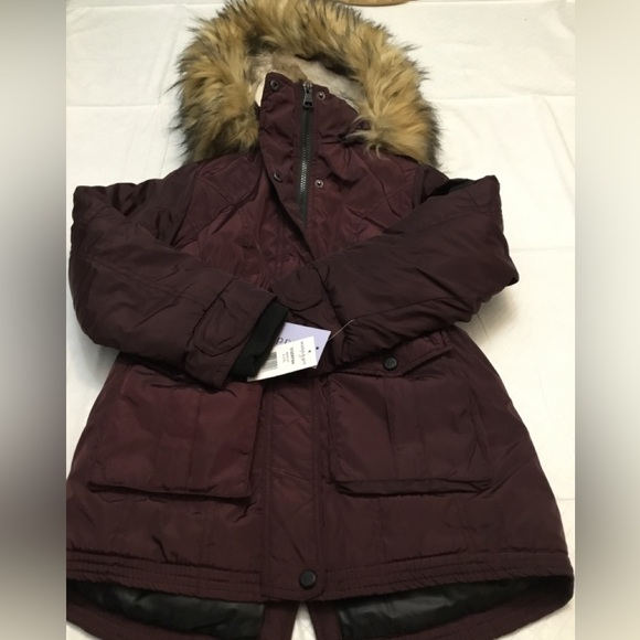 Madden Girl Kids' Dark Puffer Jacket with Faux Fur - Picture 14 of 16